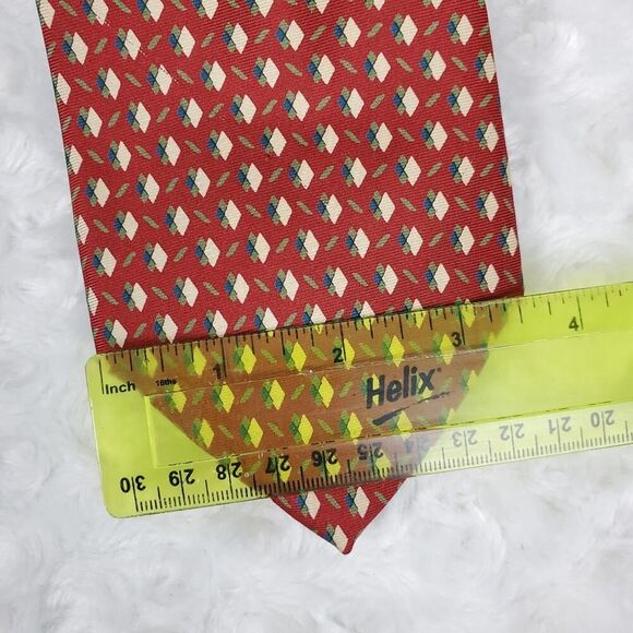 Christian Dior Silk Tie Burgundy Print - Picture 5 of 8